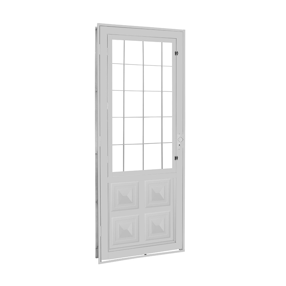 Porta com grade quadriculada com postigo
