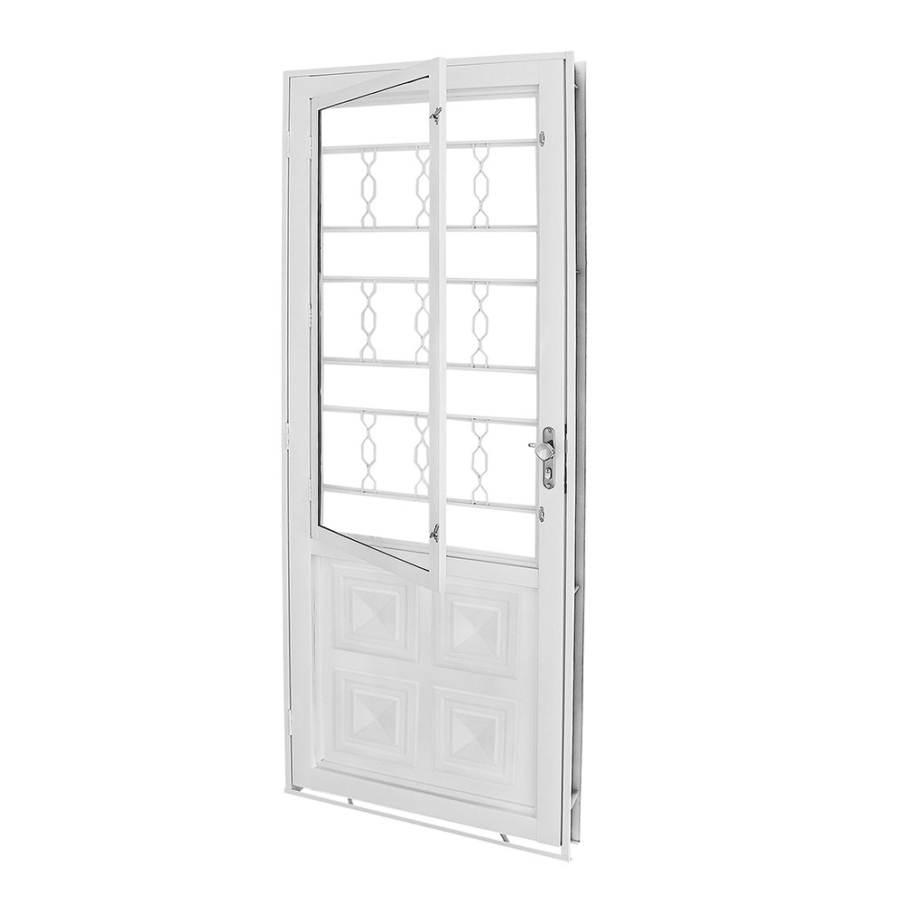 Porta com grade elo com postigo