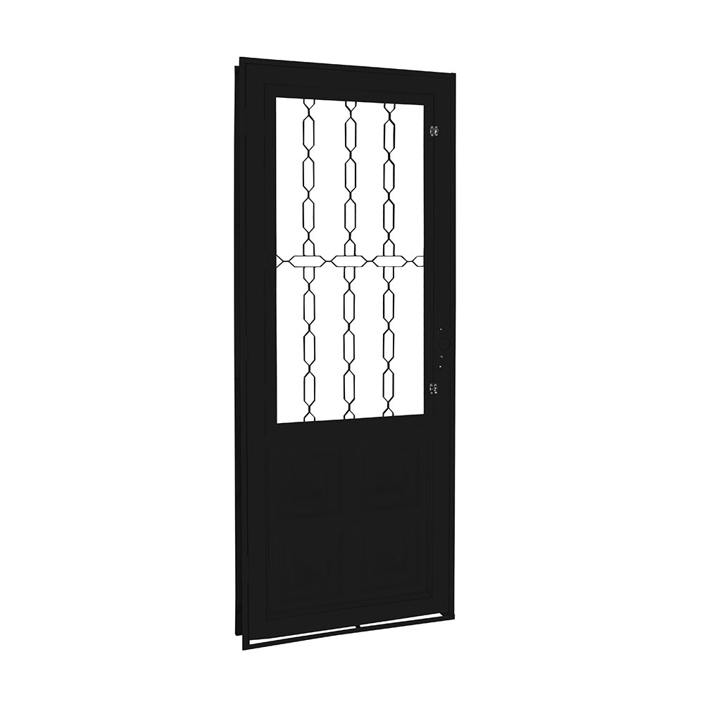 Porta com grade elo com postigo