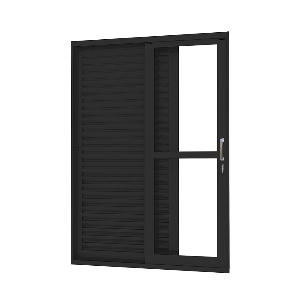 Porta balcão lateral veneziana 3 folhas